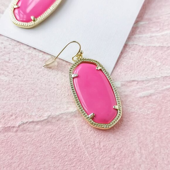 Kendra Scott Elle Magenta Magnesite Gold Earrings - Picture 3 of 3